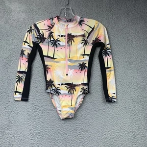 Wonder Nation Swimsuit Girls Youth M (7-8) Tropical One Piece Long Sleeve - Picture 1 of 7