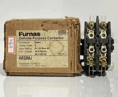 FURNAS 45EG20AJ MAGNETIC CONTACTOR 20A 2POLE VOLTAGE 24VAC FREE FAST SHIPPING - Image 1 of 4