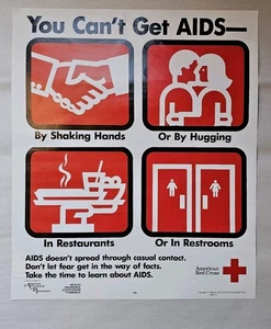 Amerikanisches Rotes Kreuz 1986 "You Can't Get" AIDS Poster Educational Aids Awareness  - Bild 1 von 14