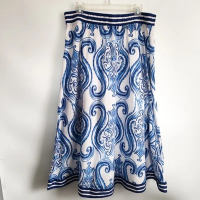 Maxi Falda Suave Surroundings Pequeña Grande 100% Algodón Maxi Azul Paisley Fluida Foto 1 de 4