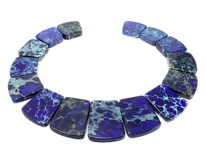 😏 Impresiones jaspe azul oscuro lunas trapecio collar perlas juego para cadena 😉 - Imagen 1 de 1