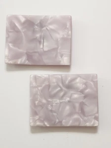 Daisy Acrylic Shoe Clips by VIVAIA Faux White Mother Pearl Square 1 7/8 X 1 1/2 - Picture 1 of 4