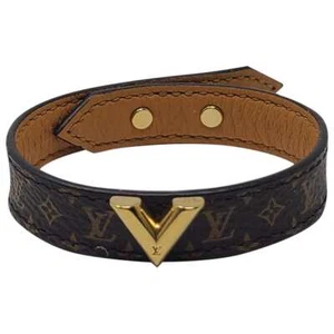 Louis Vuitton Essential V brown Monogram bracelet 17 sz Metal - Picture 1 of 10