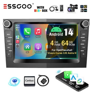 Für Opel Astra Corsa DAB+ Carplay Autoradio Android 14 4+64G GPS NAV RDS +Kamera - Bild 1 von 14
