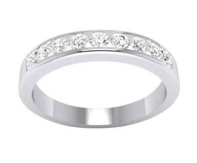 Anniversary Wedding Ring VVS F 0.50Ct Lab Grown Round Cut Diamond 14K White Gold - Image 1 of 4