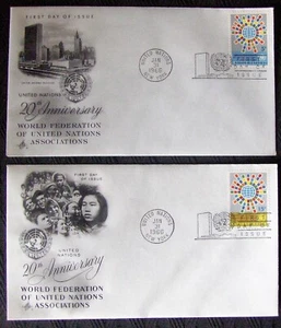 2 different FDC covers 20th ANNIVERSARY WFUNA UNITED NATIONS, NY 1966. - Picture 1 of 1