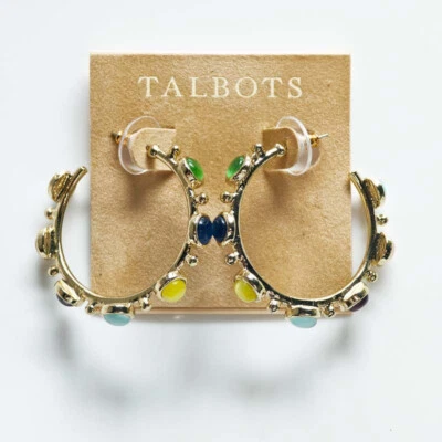 New 38mm Talbots Opal Bubble Hoop Earrings Unique Stylish Bold Women Jewelry - Image 1 of 4