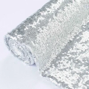 Pardecor Sequin Fabric by The yard Silver 1 Yard Glitter Fabric Mesh Sequins ... - Picture 1 of 5