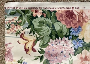 1991 Atelier Originals Fabrics Floral Bouquet Cotton Remnant 21 x 56 - Picture 1 of 6