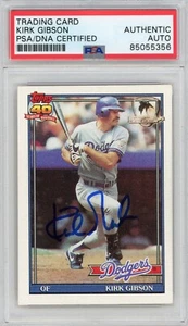 1991 TOPPS DESERT SHIELD KIRK GIBSON AUTOGRAPHED PSA / DNA CERTIFIED AUTO SIGNED - Picture 1 of 2