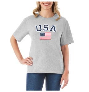 XS Member's Mark Erwachsene Americana USA T-Shirt, Unisex, grau - Bild 1 von 6
