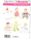 Simplicity 2704 Sewing Pattern Baby Doll Wardrobe 12-14/16-18/20-22 Christening.
