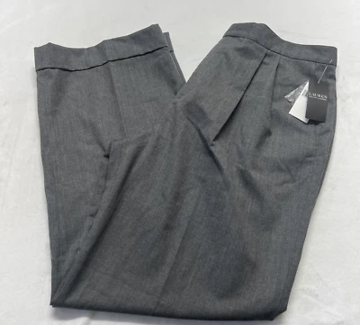 Pantalones Ralph Lauren Mujer 18 100% Lana Ligeros Pierna Ancha Clásicos Gris Nuevo con Etiquetas Foto 1 de 4