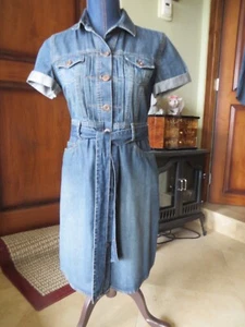 Eddie Bauer kurzärmelige Damenjeans blau Denim Stil kurzes Kleid Gr. 4 neu ohne Etikett - Bild 1 von 11