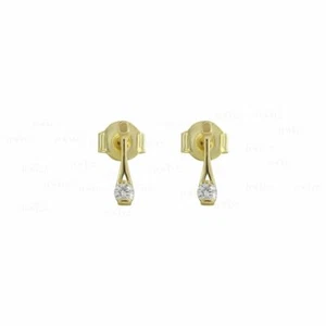 VS/F-G Diamond 14K Gold Teardrop Minimal Earrings- The Jewelz - Picture 1 of 4