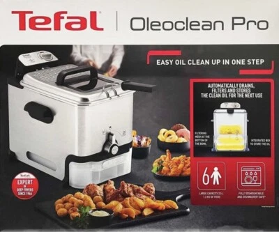 Tefal Oleoclean Pro Fryer 2300W Easy Clean Fryer 3.5L  1.2KG FR804140 New GIFT - Image 1 of 4