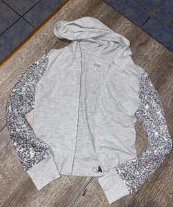 Justice sz 12 sequin silver Gray Light Weight jacket guc 10? spring - Picture 1 of 7