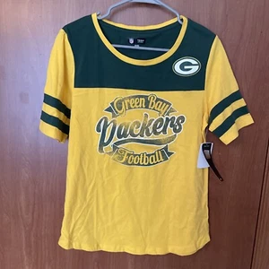 NFL Team Apparel Green Bay Packers Womens Sz Large Green/Yellow Graphic Tee NEW - Picture 1 of 5