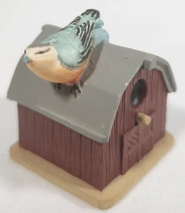 Vintage Lenox Garten Vogelhaus Miniaturen Kleiber auf Vogelhaus Fingerhut - Bild 1 von 5