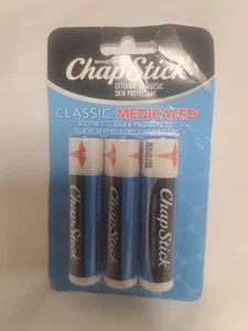 Chapstick Classic Medicated Lip Balm Tube Soothing & Hydrating 0.15 Oz 3 Pack- - Picture 1 of 1