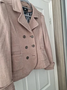 H&M Beige Long Sleeve Double Breasted Lined Jacket -Size 8 - Picture 1 of 14