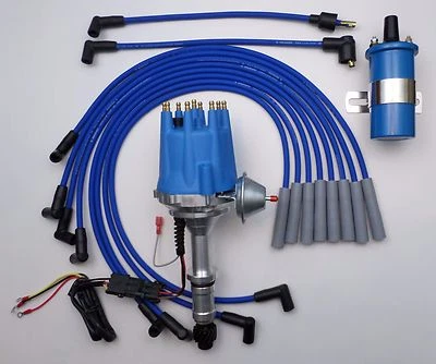 Distribuidor de tapa pequeña BUICK 300 340 BLUE HEI + bobina azul 45K + CABLES DE BUJÍA Foto 1 de 4