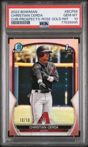 Bowman Christian Cerda 2023 primer refractor oro rosa/10 - Diamondbacks - PSA 10 - Imagen 1 de 2