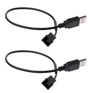 2 Pack Usb To 3pin / 4pin Pwm 5v Usb Sleeved Fan Power Adapter Cable Usb To 3 Pi