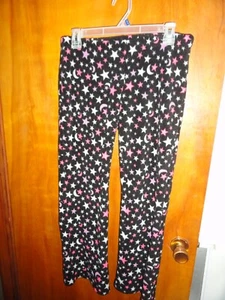 GIRLS BLACK/WITH STARS FLEECE PAJAMA PANTS-SIZE 11-13 - Picture 1 of 1