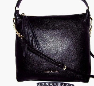 Michael Kors New Black Leather Bedford  Top Zip Long Tassel ShoulderBag NWT $328 - Image 1 of 4
