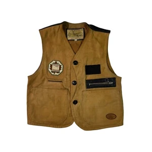 Vintage 90s Chevignon Distressed Vest Sport Togs Canvas & Leather Size S / 12 - Picture 1 of 9