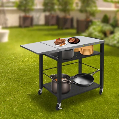 Portable BBQ Table Trolley with 4 Shelves Kitchen Work Table Outdoor Barbecue Table - Image 1 of 4