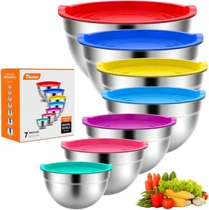 Mixing Bowls with Lids: 7 Pack Stainless Steel Mixing Bowls Set, Metal Nesting M - Picture 1 of 12