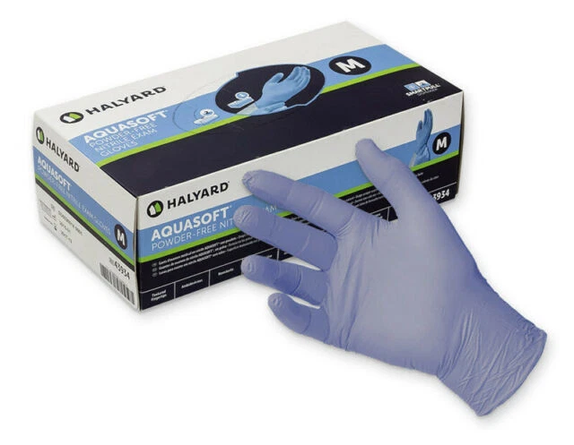 Halyard Aquasoft Nitrile Exam Gloves - Blue, Medium, Pack of 300 (43934)