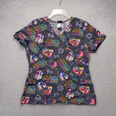 Star Wars Scub Top Shirt Womens Medium Gray Colorful Stormtrooper Nurse Medical - Image 1 of 4