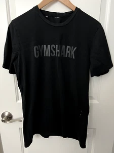 GYMSHARK WORKOUT STRENGTH TRAINING ACTIVE MENS BLACK SHIRT MEDIUM COTTON STRETCH - Picture 1 of 4