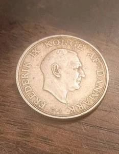 1958 Denmark 2 Kroner 0.800 Silver ASW 0.3858 OZ - Picture 1 of 4