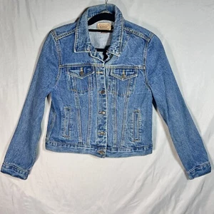 Classic Jean Blue Denim Jacket Trucker Western Rugged Cowboy Crop Adjustable - Picture 1 of 7