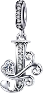 Silver Letter Charm Fit for Charms Bracelet Alphabet Initial Dangle Charms Beads - Picture 1 of 12