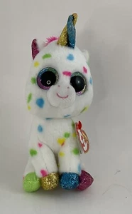 Harmonie Unicorn TY Beanie Boos VelveTy Plush Stuffed 6" New w Tags - Picture 1 of 4