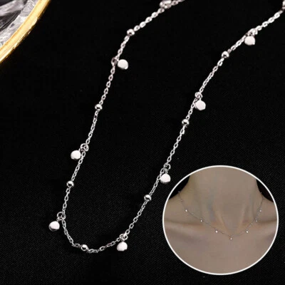 Halskette Aus Halskettenkragenkragenkette Silberperlen Während Frauen Hängen / - Bild 1 von 4