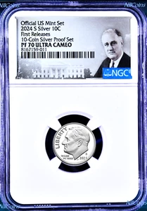2024 S Proof 10C SILVER Roosevelt Dime 10-coin-set Version NGC PF70 ULTRA CAMEO - Picture 1 of 1