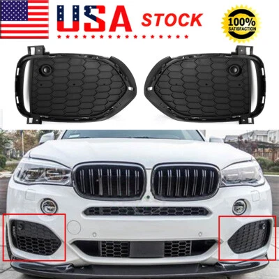 For BMW X5 F15 M Sport 2014-2018 Closed Honeycomb Mesh Front Fog Light Grilles Foto 1 de 4