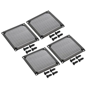 4Pcs 92mm Fan Filter Grills w Screw Aluminum Frame Stainless Steel Mesh Black - Zdjęcie 1 z 6