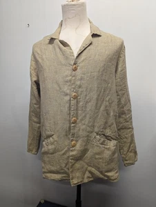 FLAX Jeanne Engelhart 100% Linen Natural Button Front Blazer Medium - Picture 1 of 8