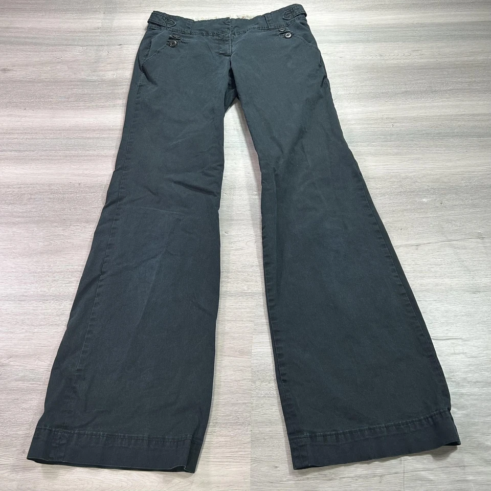 Pantalones Elevenses Mujer 10 Negros Pierna Ancha Marinero Botón Pantalón Elástico Chino Foto 1 de 4