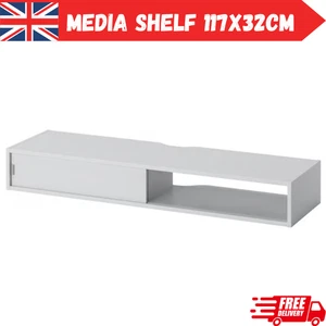 IKEA SPIKSMED Media Shelf Light Grey Wall TV Stand Storage Unit w/Doors 117x32cm - Picture 1 of 7
