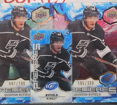 21-22 UD Ice Quinton Byfield Rookie Premieres Lot 🚨🚨🚨 Red/Green/Mini Variants - Image 1 of 4
