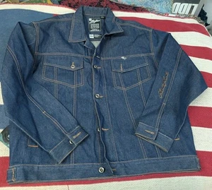 Vintage Kani Jeans Jeansjacke Herren 2XL Blau Dark Wash Hip Hop Street Raw Denim Y2K - Bild 1 von 8