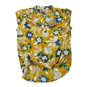 NEW - Pataloha Patagonia Jellyfish Flower Hawk Gold Button Up Shirt Women’s 6 - Picture 1 of 20